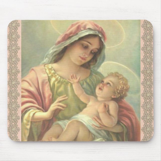 Tapis De Souris Sainte Vierge Marie avec Bébé Jésus (Devant)