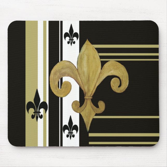 Tapis De Souris Saints Noir et Or Fleur de lis (Devant)