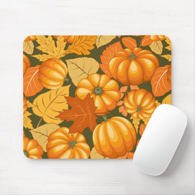 Tapis De Souris Saison d'automne Halloween Citrouille Motif (Avec souris)