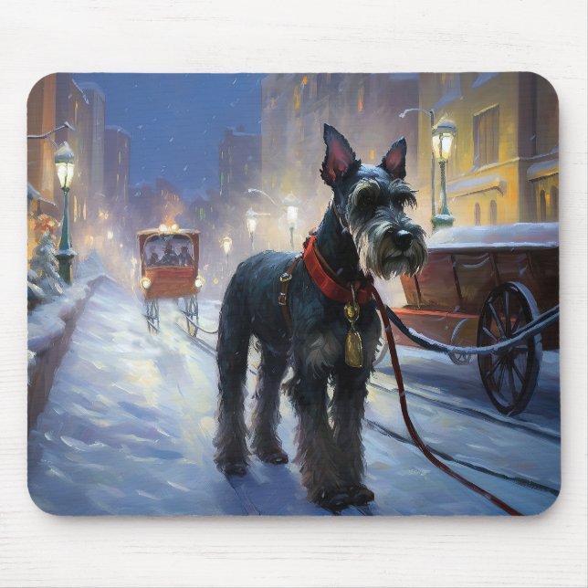 Tapis De Souris Saison de Noël des Schnauzer miniatures (Devant)
