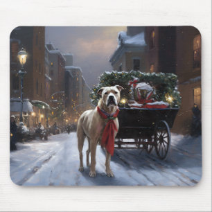 Tapis De Souris Saison de Noël du American Staffordshire