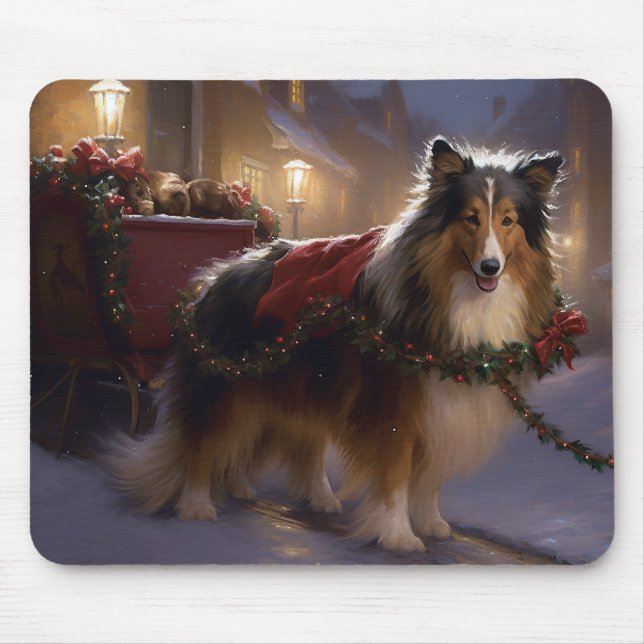 Tapis De Souris Saison de Noël du Shetland Sheepdog (Devant)