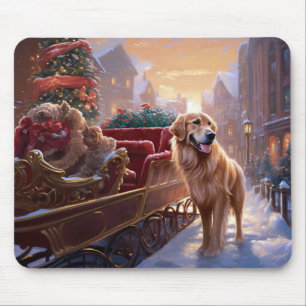 Tapis De Souris Saison de Noël Golden Retriever