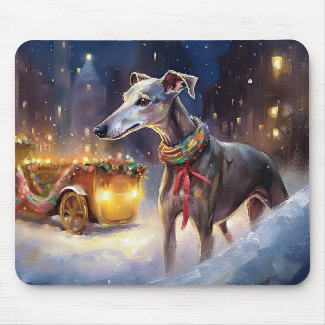 Tapis De Souris Saison de Noël Greyhound (Devant)