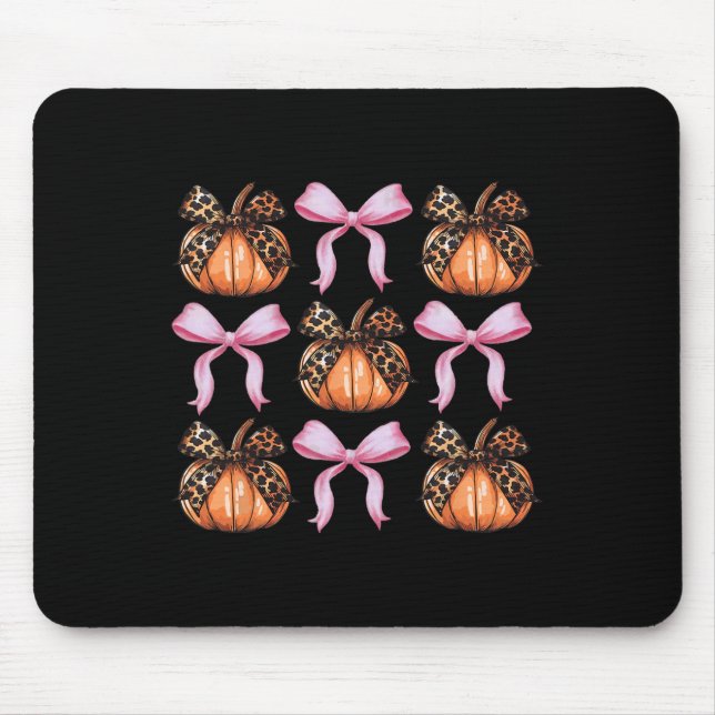 Tapis De Souris Saison Éffrayante de Bow Citrouille Halloween Femm (Devant)
