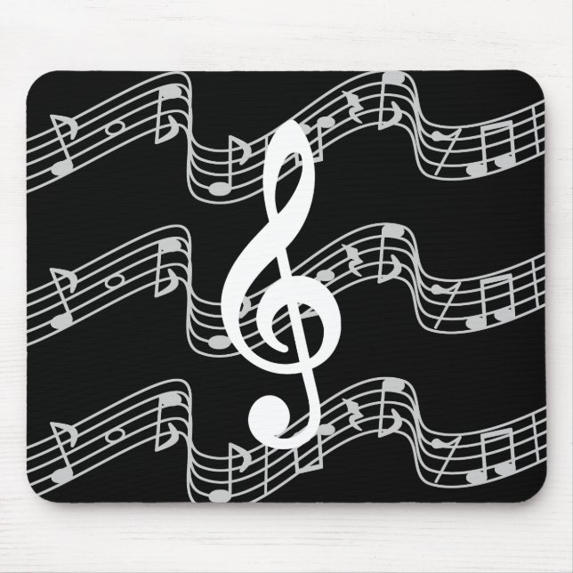 Tapis De Souris Saison et Treble Clef on Black (Devant)