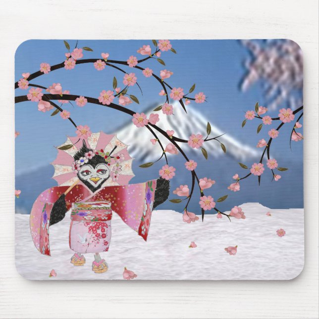 Tapis De Souris Sakura Geisha Bird dans les fleurs de cerisiers de (Devant)