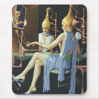 Tapis De Souris Salon de beauté de science-fiction vintage Spa Man