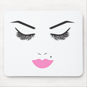 Tapis De Souris Salon de Beauté Maquillage Visage Cils & Lèvres Ro