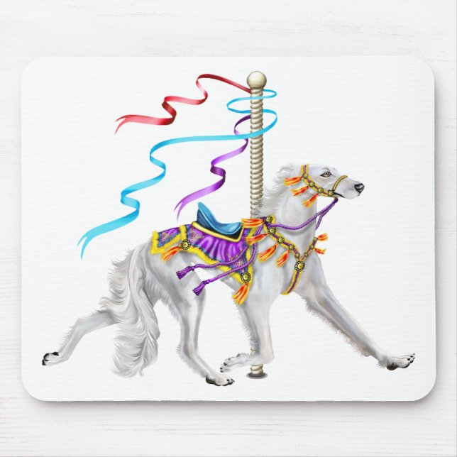 Tapis De Souris Saluki Carousel Blanc (Devant)