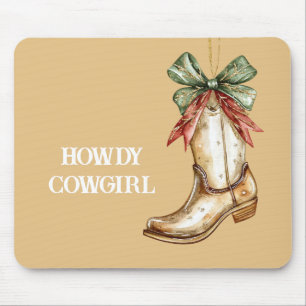 Tapis De Souris Salut Bot de Cowgirl Rouge Vert Ruban