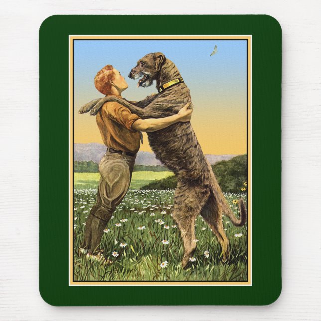 Tapis De Souris "Salutation irlandaise de Wolfhound" (Devant)