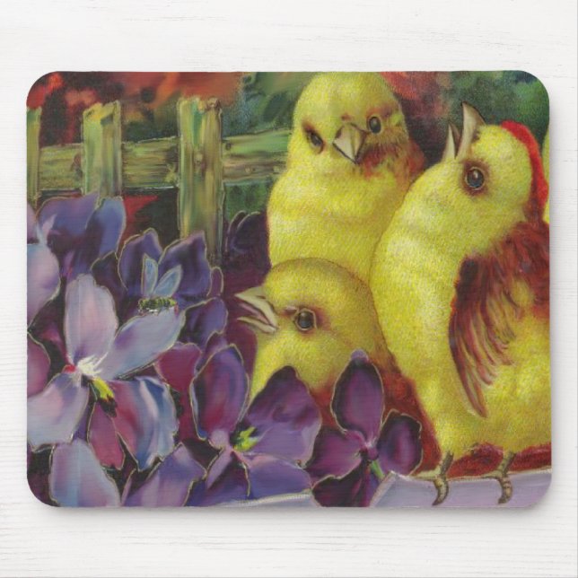 Tapis De Souris Salutations aux poussins de Pâques (Devant)