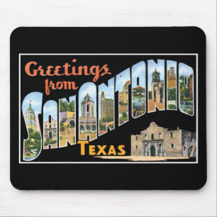Tapis De Souris Salutations de San Antonio, le Texas ! Rétro cart
