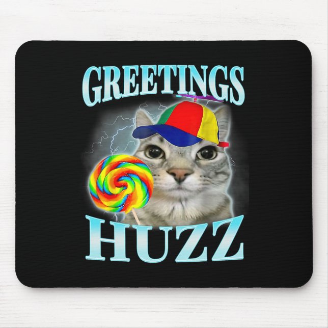 Tapis De Souris Salutations Huzz Mème drôle de l'argot de la Gen Z (Devant)