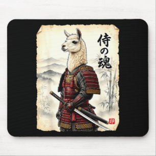 Tapis De Souris Samouraï Lama Art Japonais Vintage Alpaca Drôle An