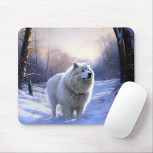 Tapis De Souris Samoyed Qu'il neige Noël