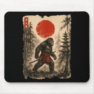Tapis De Souris Samurai Bigfoot japonais Vintage Sasquatch Ukiyo-e