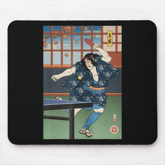 Tapis De Souris Samurai Jouer Table Tennis Ping Pong Ukiyoe (Devant)