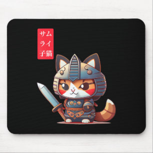 Tapis De Souris Samurai Kitten Kawaii Art japonais pour Anime Love
