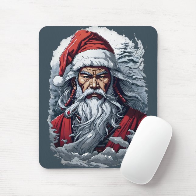 Tapis De Souris Samurai Père Noël Warrior Christmas Art Cadeau (Avec souris)