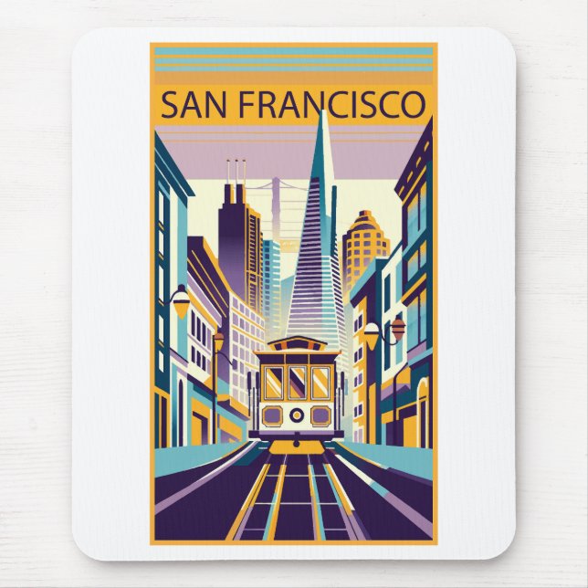 Tapis De Souris San Francisco California Art Déco (Devant)