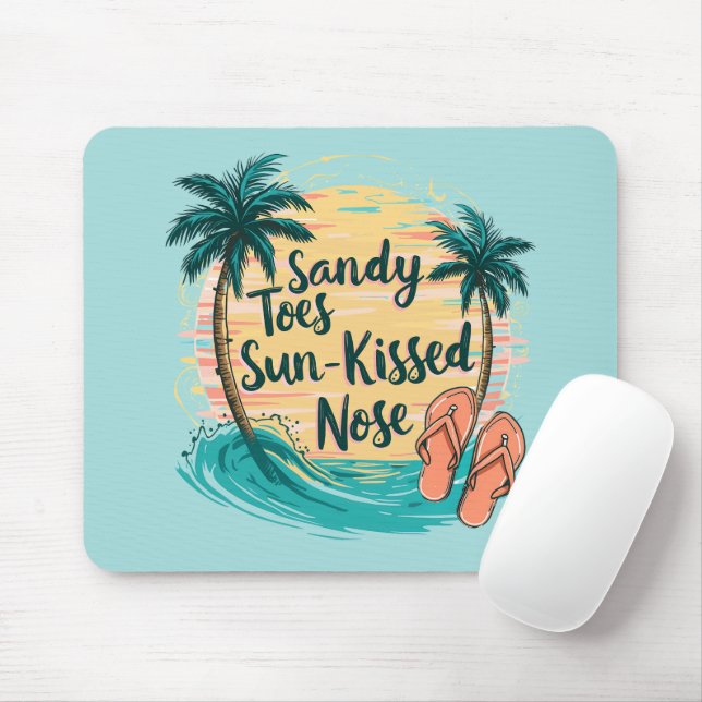 Tapis De Souris Sandy Toes Soleil Baisé Nez Plage Esthétique (Avec souris)