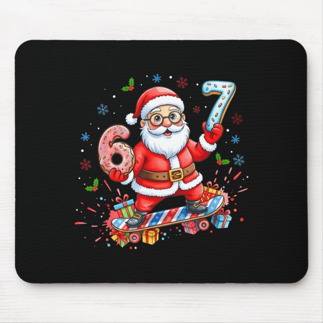 Tapis De Souris Santa 67 Meme Donut Skateboard Merry Christmas Boy (Devant)
