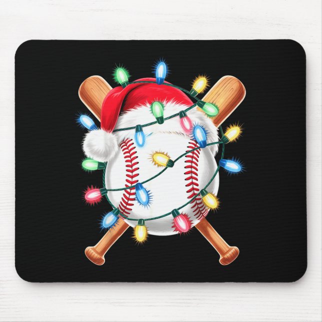 Tapis De Souris Santa Baseball Player Santa Hat Men Boys Christmas (Devant)