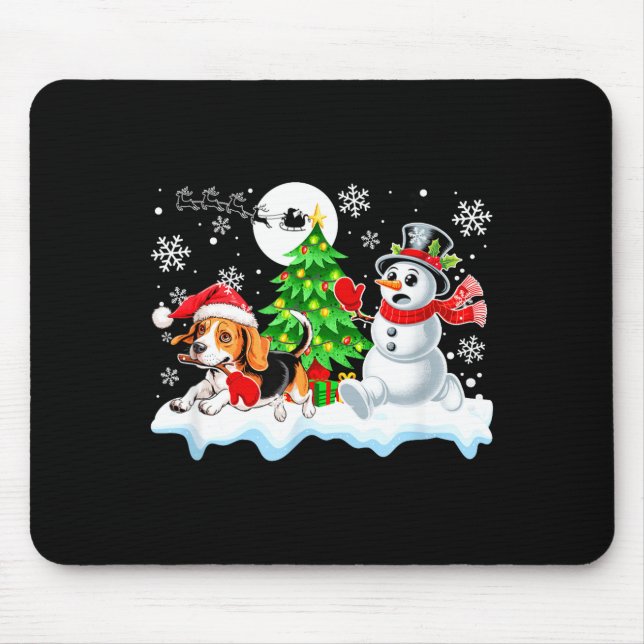 Tapis De Souris Santa Beagle Snowman Running Friends Christmas Own (Devant)
