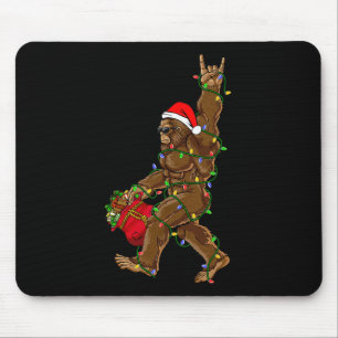 Tapis De Souris Santa Bigfoot Éclairages de Noël Rock Drôle Sasqua