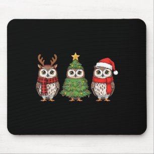Tapis De Souris Santa chouette arbre de Noël chouette amoureux ani