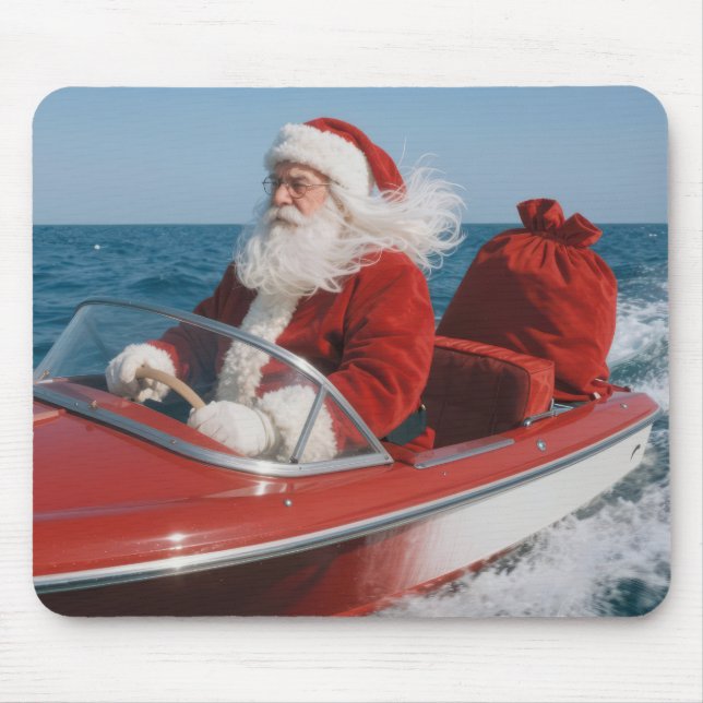 Tapis De Souris Santa Claus Delivering Gifts By Speedboat (Devant)