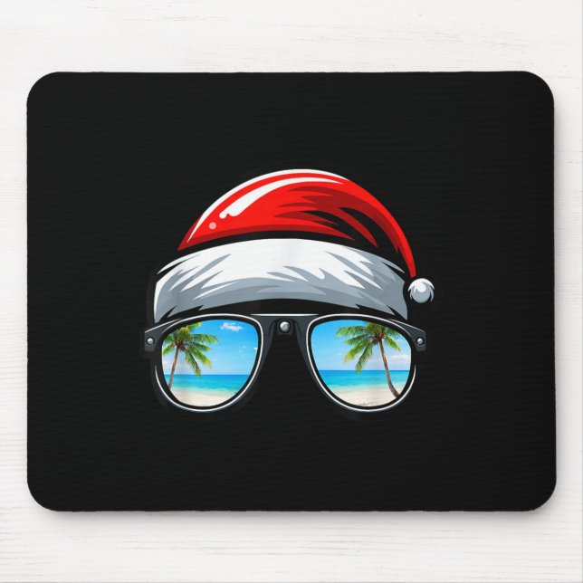 Tapis De Souris Santa Claus Hat Sungles Beach Christmas In July  (Devant)