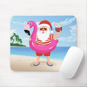 Tapis De Souris Santa Claus with flamingo inflatable ring