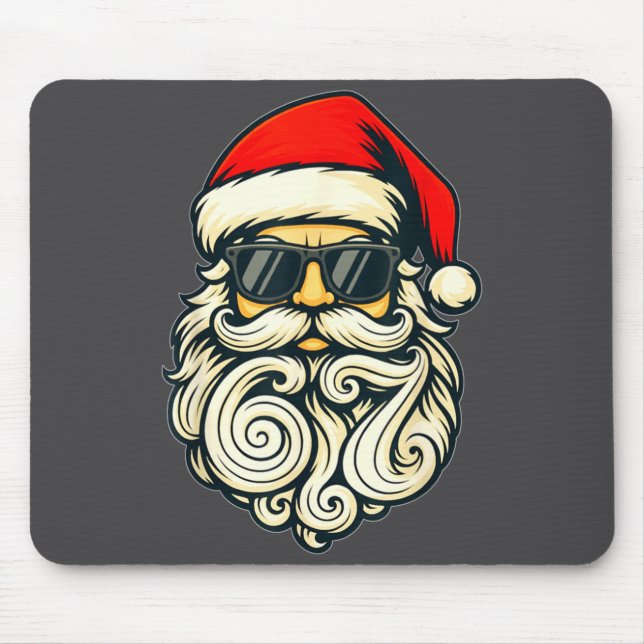 Tapis De Souris Santa Face Retro Sungles 6 7 Christmas 67 Santa Si (Devant)