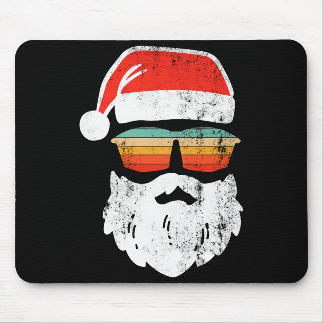 Tapis De Souris Santa Face Retro Sungles Christmas Xmas  (Devant)