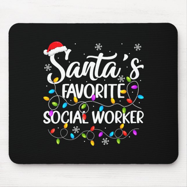 Tapis De Souris Santa Favorite Social Worker Christmas Lights Fami (Devant)