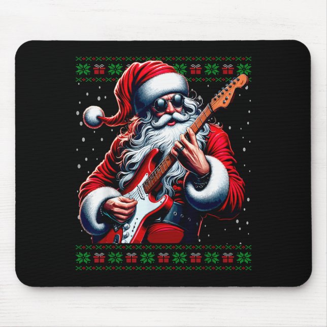 Tapis De Souris Santa Guitar Musician Guitarist Ugly Christmas Swe (Devant)