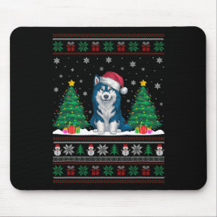 Tapis De Souris Santa Hat Alaskan Klee Kai Chien Xmas Lumières Arb