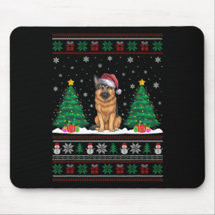Tapis De Souris Santa Hat Berger Allemand Chien Xmas Arbre Lumière