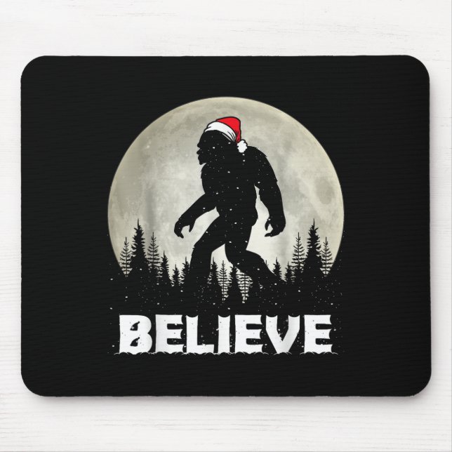 Tapis De Souris Santa Hat Bigfoot Believe Christmas Lights Rock Sa (Devant)