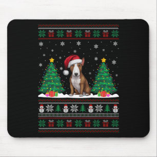 Tapis De Souris Santa Hat Bull Terrier Chien Xmas L'Arbre S Éclat