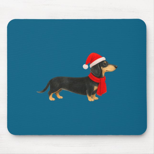 Tapis De Souris Santa Hat Dachshund Christmas Funny Cute Dog Mom  (Devant)