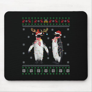 Tapis De Souris Santa Hat Penguin Bird Xmas Éclairage Pingouin moc