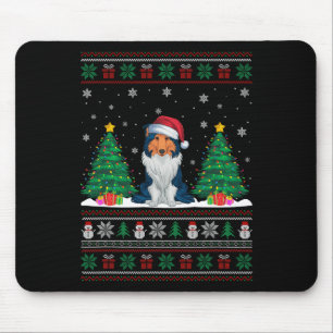 Tapis De Souris Santa Hat Rough Collie Chien Xmas Les lumières de 