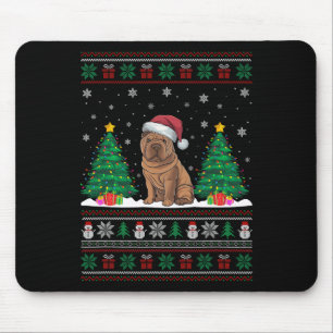 Tapis De Souris Santa Hat Shar Pei Chien Flammes d'arbre de Noël l