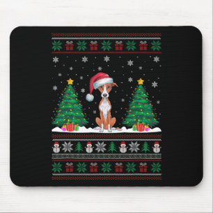 Tapis De Souris Santa Hat Whippet Chien Noël Lumières Arbre S