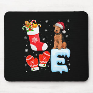 Tapis De Souris Santa Hat Xmas Stocking Holiday Airedale Terrier D