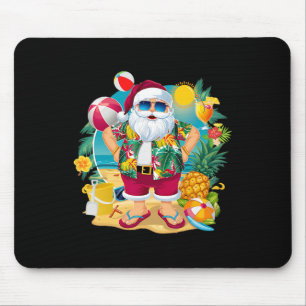 Tapis De Souris Santa Noël en juillet sur la plage Été hawaïen V